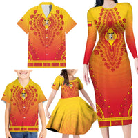 Personalized Benin African Dashiki Family Matching Long Sleeve Bodycon Dress and Hawaiian Shirt - Wonder Print Shop