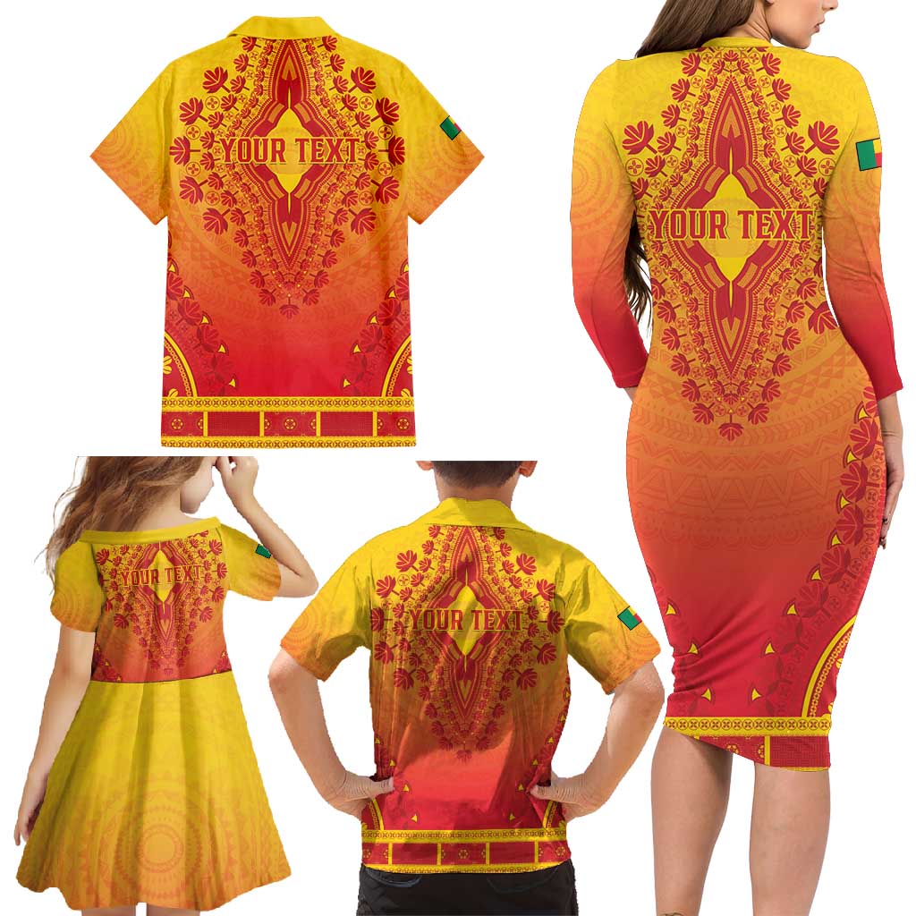 Personalized Benin African Dashiki Family Matching Long Sleeve Bodycon Dress and Hawaiian Shirt - Wonder Print Shop