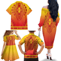 Personalized Benin African Dashiki Family Matching Off The Shoulder Long Sleeve Dress and Hawaiian Shirt - Wonder Print Shop