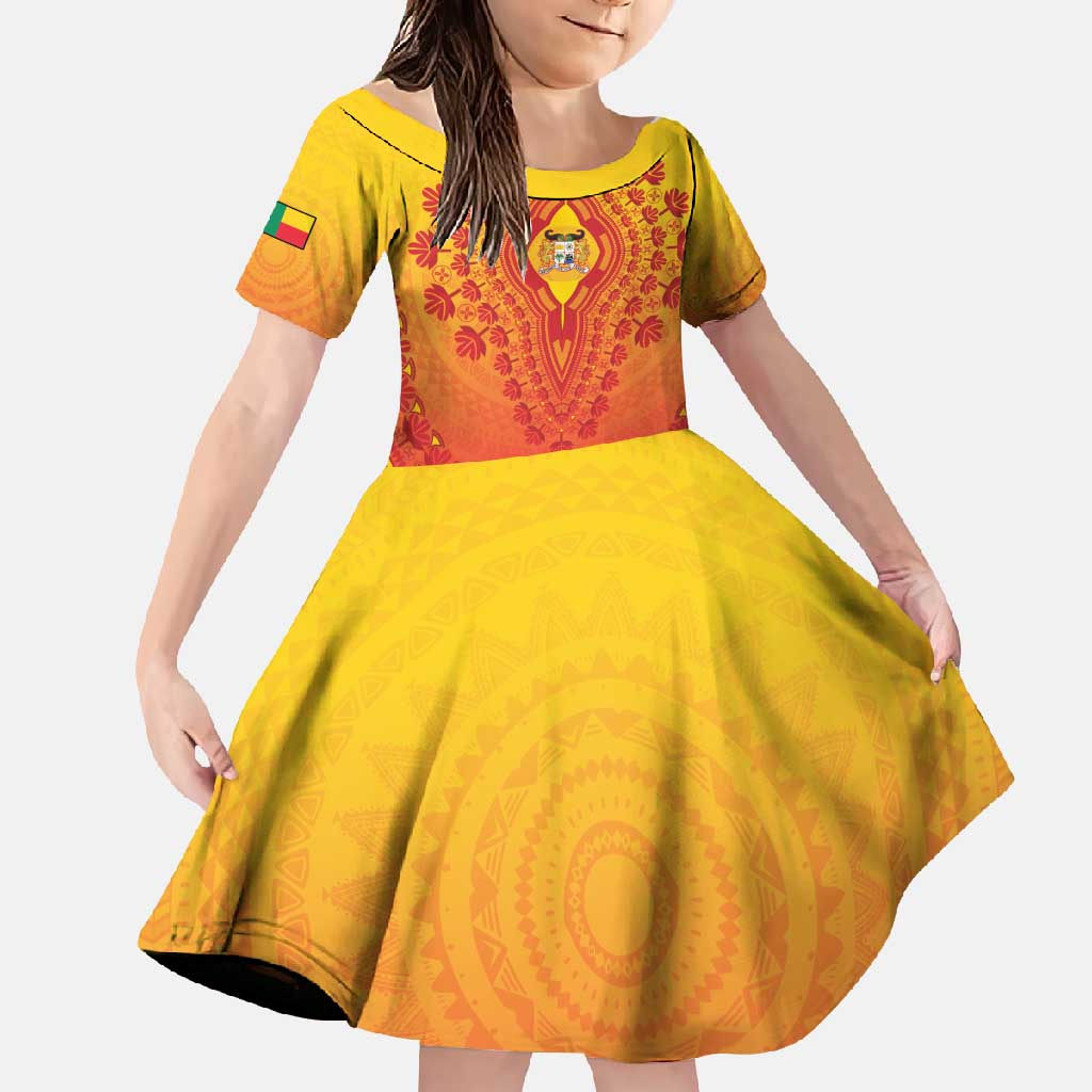 Personalized Benin African Dashiki Family Matching Off Shoulder Maxi Dress and Hawaiian Shirt - Wonder Print Shop