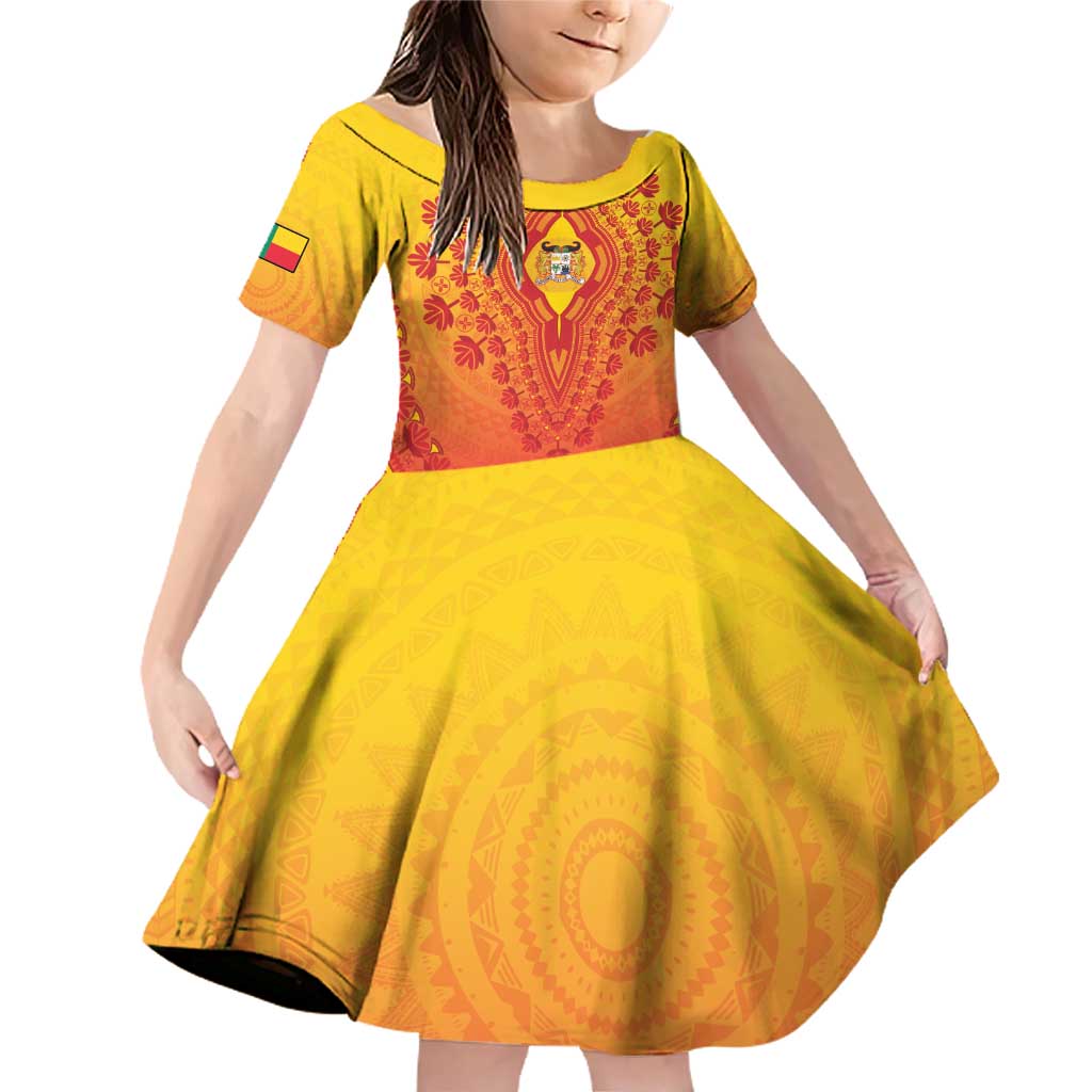 Personalized Benin African Dashiki Family Matching Off Shoulder Short Dress and Hawaiian Shirt - Wonder Print Shop
