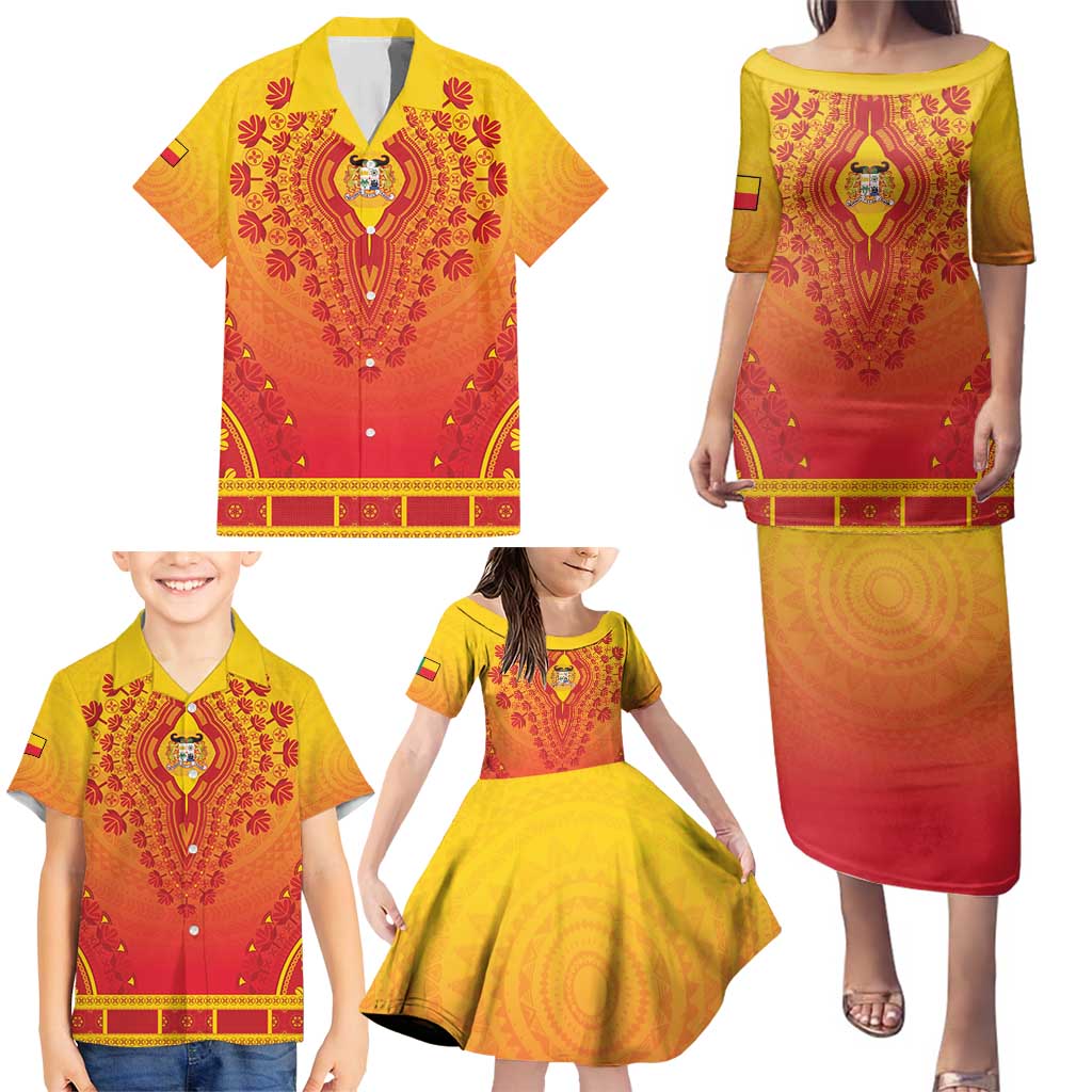 Personalized Benin African Dashiki Family Matching Puletasi and Hawaiian Shirt - Wonder Print Shop