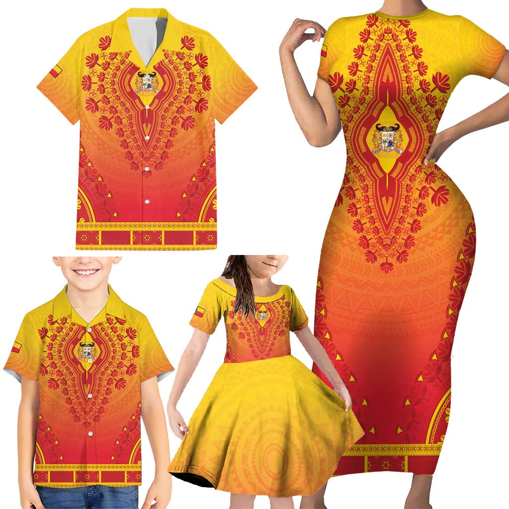 Personalized Benin African Dashiki Family Matching Short Sleeve Bodycon Dress and Hawaiian Shirt - Wonder Print Shop