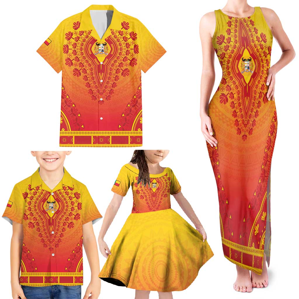 Personalized Benin African Dashiki Family Matching Tank Maxi Dress and Hawaiian Shirt - Wonder Print Shop