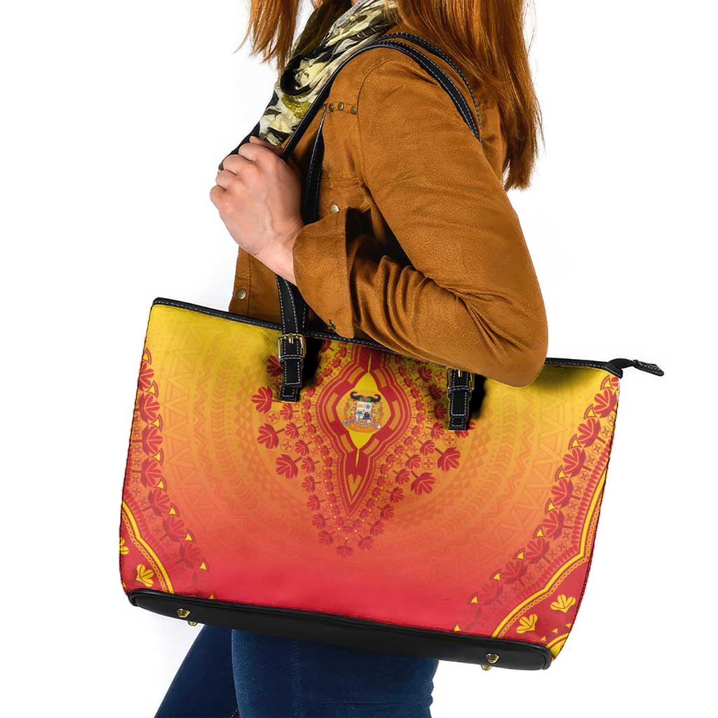 Benin African Dashiki Leather Tote Bag - Wonder Print Shop