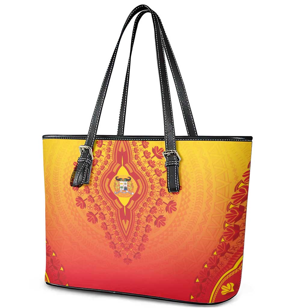 Benin African Dashiki Leather Tote Bag - Wonder Print Shop