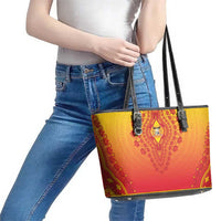 Benin African Dashiki Leather Tote Bag - Wonder Print Shop