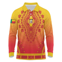 Personalized Benin African Dashiki Long Sleeve Polo Shirt - Wonder Print Shop