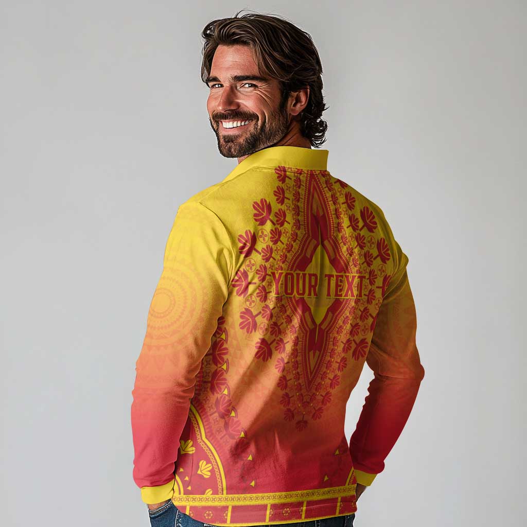 Personalized Benin African Dashiki Long Sleeve Polo Shirt - Wonder Print Shop