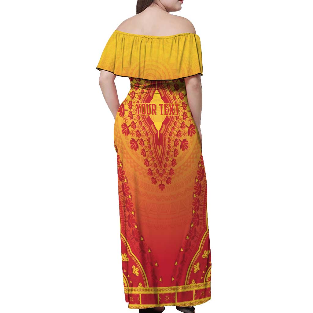 Personalized Benin African Dashiki Off Shoulder Maxi Dress - Wonder Print Shop