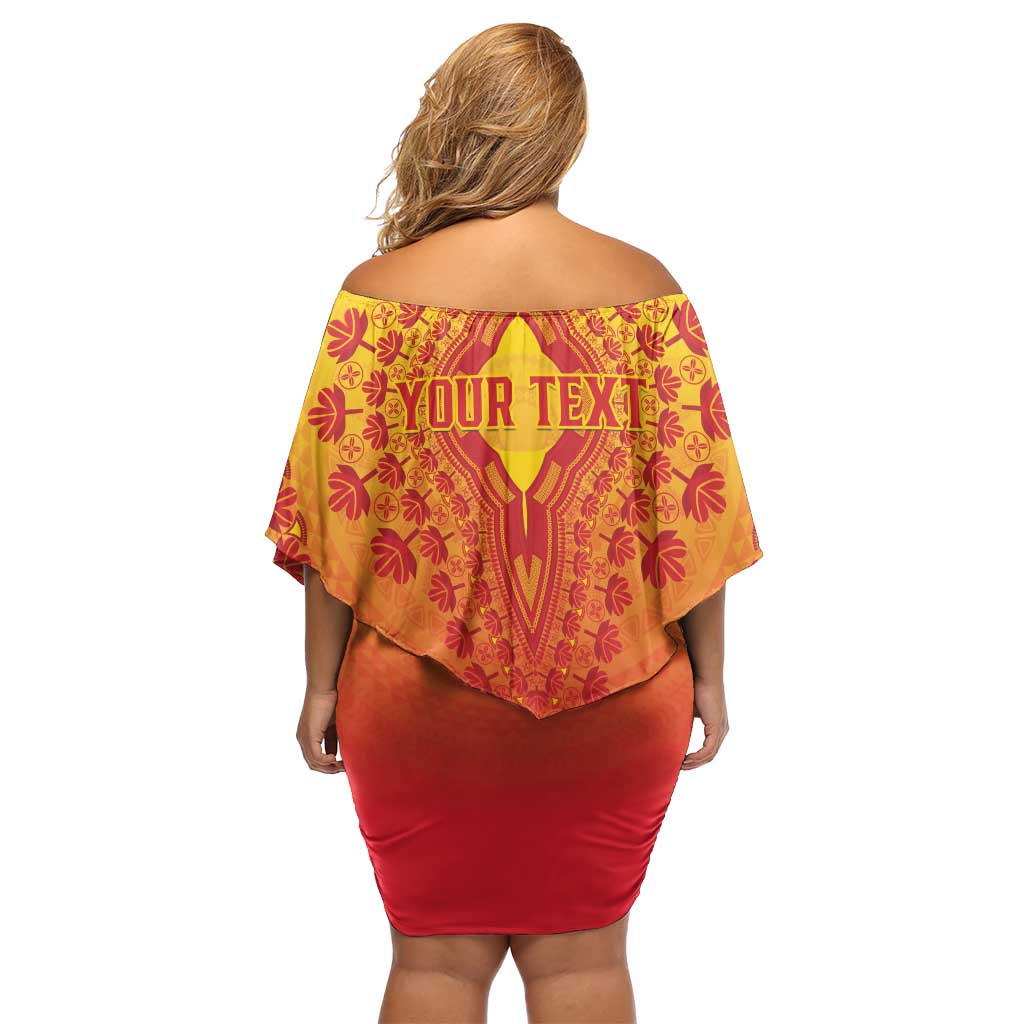 Personalized Benin African Dashiki Off Shoulder Short Dress - Wonder Print Shop