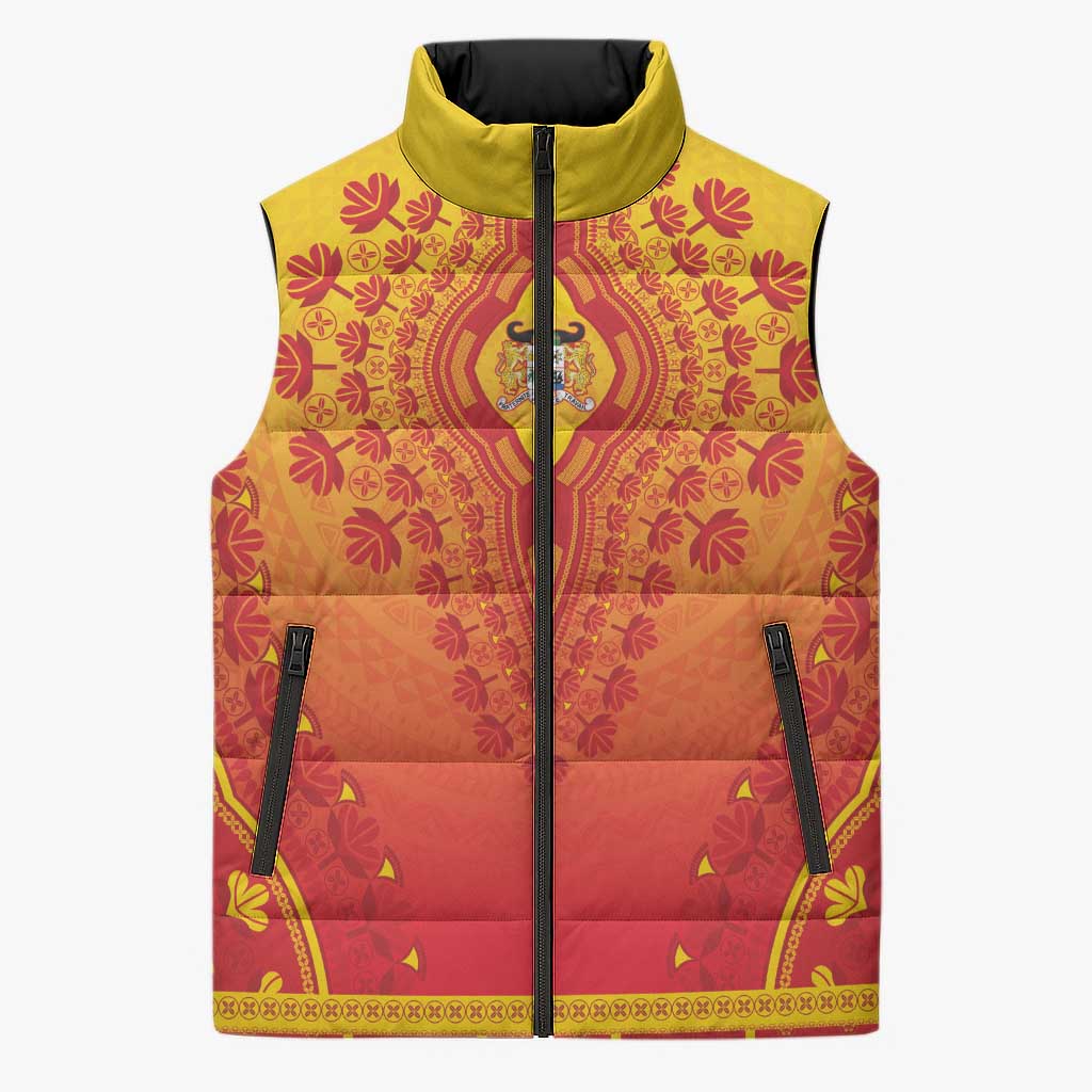 Personalized Benin African Dashiki Sleeveless Puffer Jacket - Wonder Print Shop
