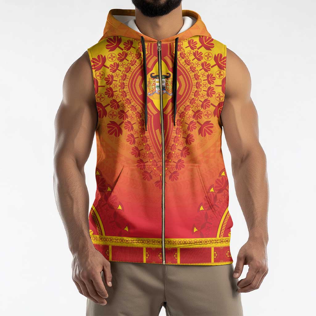 Personalized Benin African Dashiki Sleeveless Zip Hoodie - Wonder Print Shop