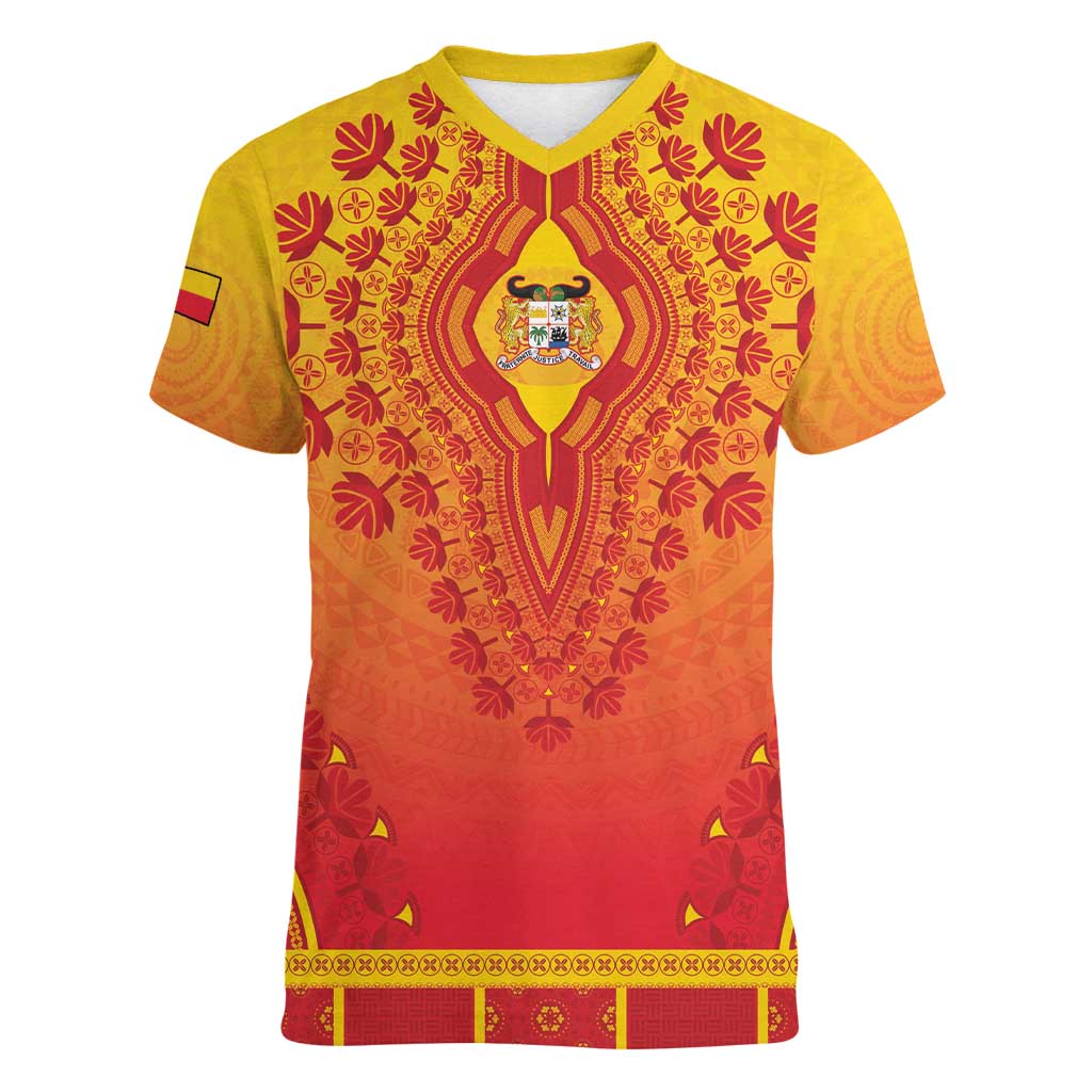 Personalized Benin African Dashiki Women V-Neck T-Shirt - Wonder Print Shop