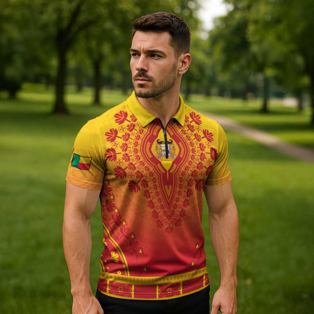 Personalized Benin African Dashiki Zipper Polo Shirt - Wonder Print Shop