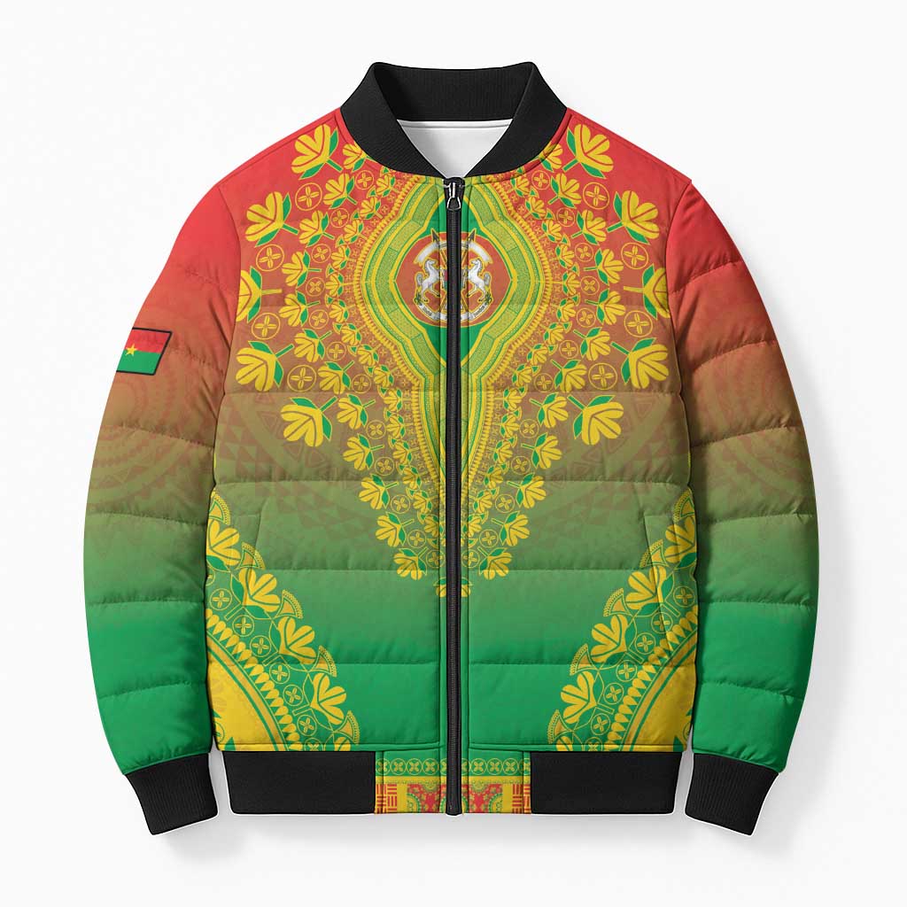 Personalized Burkina Faso African Dashiki Bomber Puffer Jacket - Wonder Print Shop