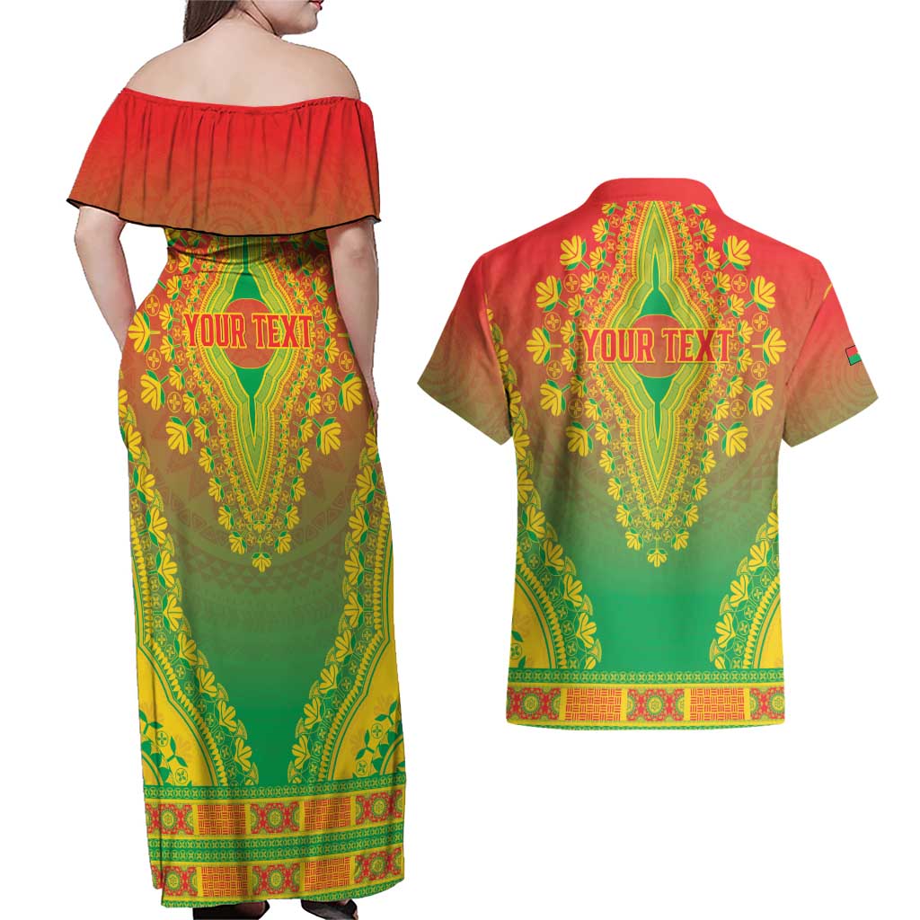 Personalized Burkina Faso African Dashiki Couples Matching Off Shoulder Maxi Dress and Hawaiian Shirt - Wonder Print Shop