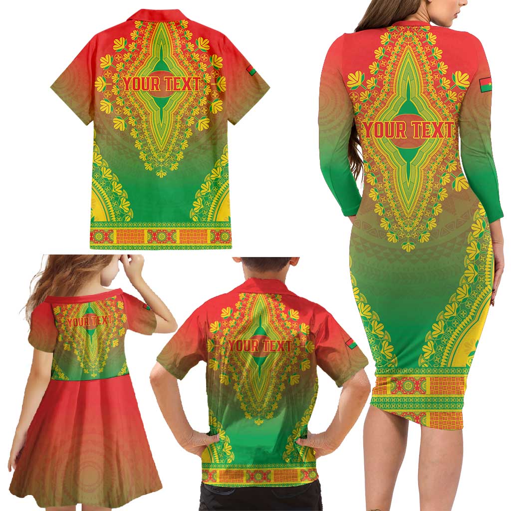 Personalized Burkina Faso African Dashiki Family Matching Long Sleeve Bodycon Dress and Hawaiian Shirt - Wonder Print Shop