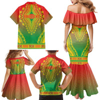 Personalized Burkina Faso African Dashiki Family Matching Mermaid Dress and Hawaiian Shirt - Wonder Print Shop
