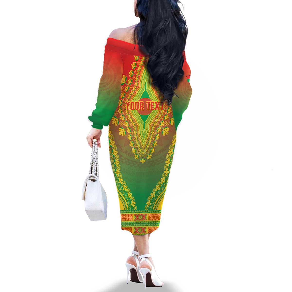 Personalized Burkina Faso African Dashiki Family Matching Off The Shoulder Long Sleeve Dress and Hawaiian Shirt - Wonder Print Shop