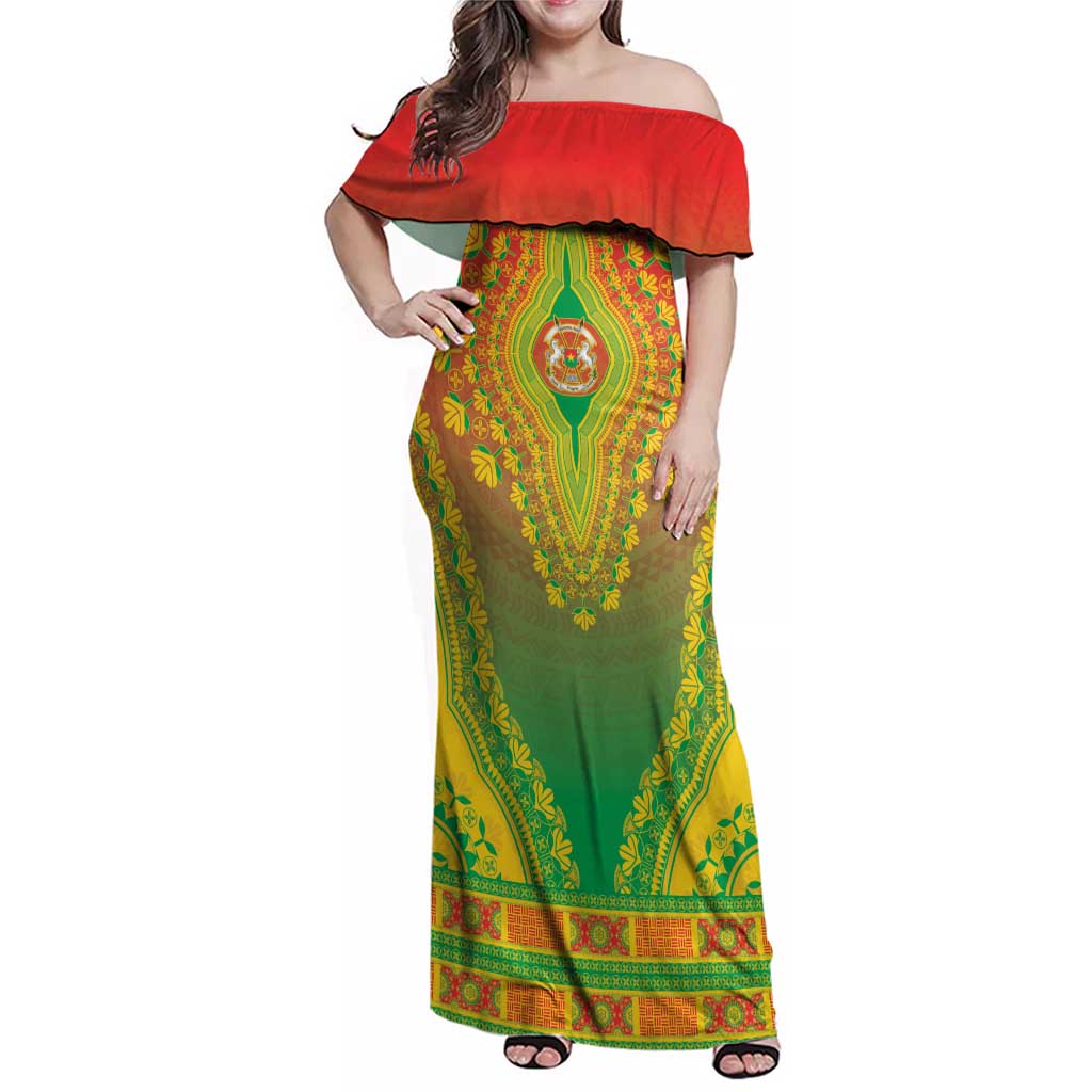 Personalized Burkina Faso African Dashiki Family Matching Off Shoulder Maxi Dress and Hawaiian Shirt - Wonder Print Shop