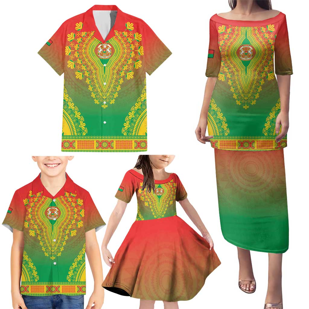 Personalized Burkina Faso African Dashiki Family Matching Puletasi and Hawaiian Shirt - Wonder Print Shop