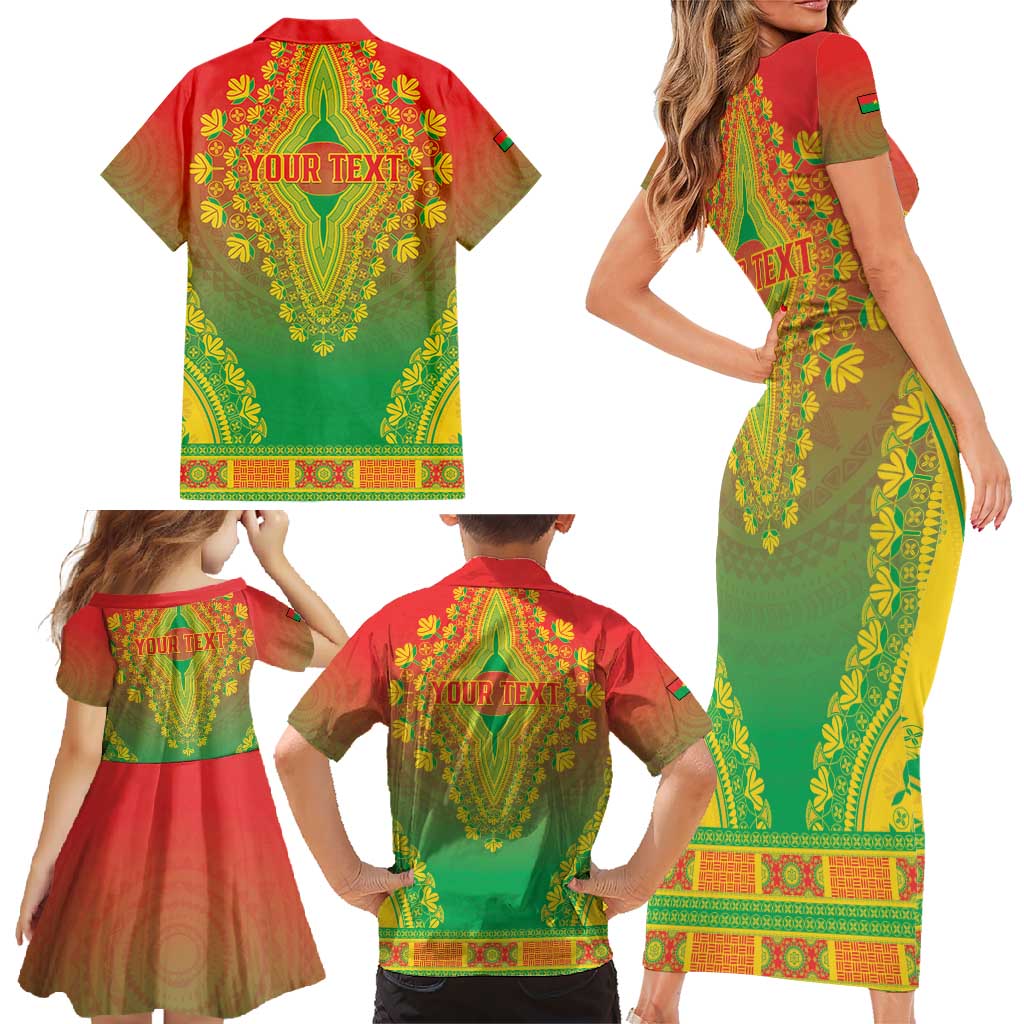 Personalized Burkina Faso African Dashiki Family Matching Short Sleeve Bodycon Dress and Hawaiian Shirt - Wonder Print Shop
