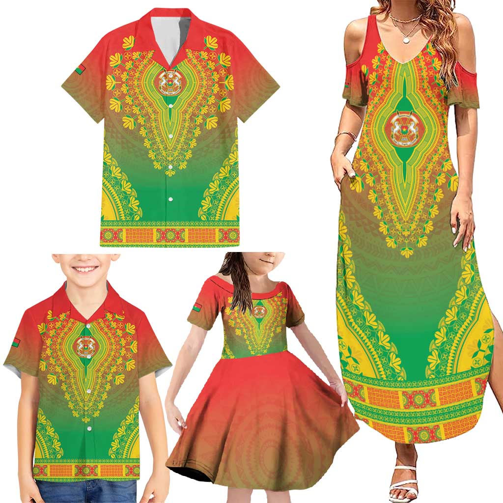 Personalized Burkina Faso African Dashiki Family Matching Summer Maxi Dress and Hawaiian Shirt - Wonder Print Shop