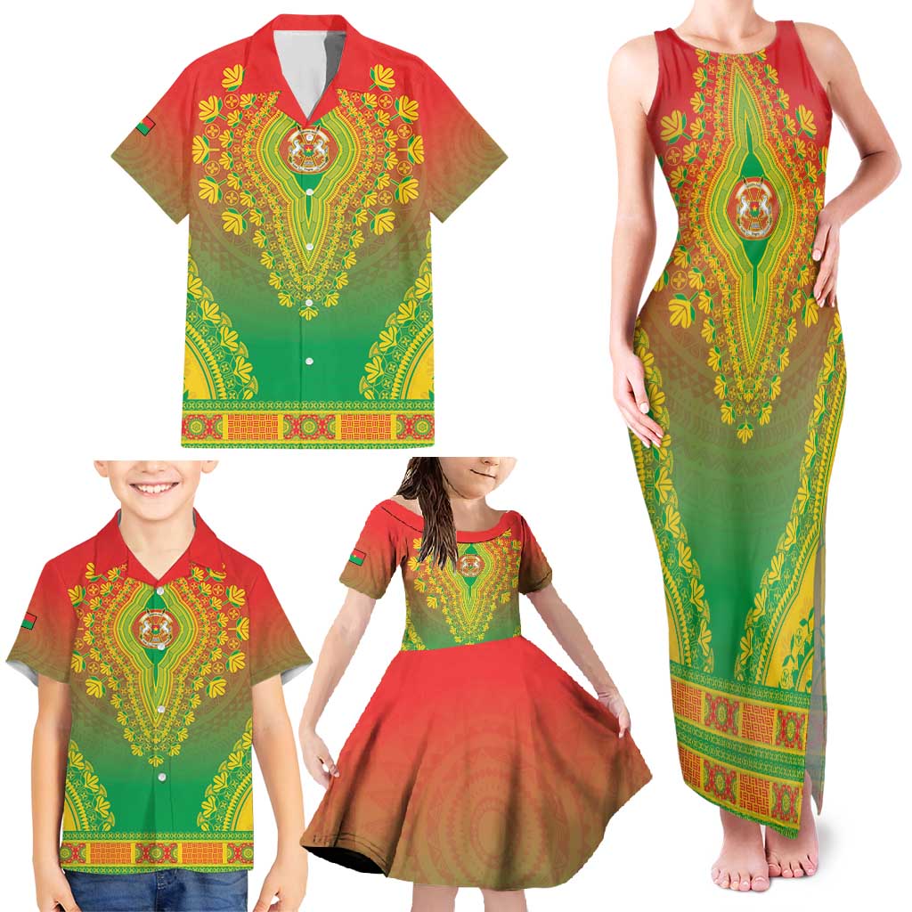 Personalized Burkina Faso African Dashiki Family Matching Tank Maxi Dress and Hawaiian Shirt - Wonder Print Shop