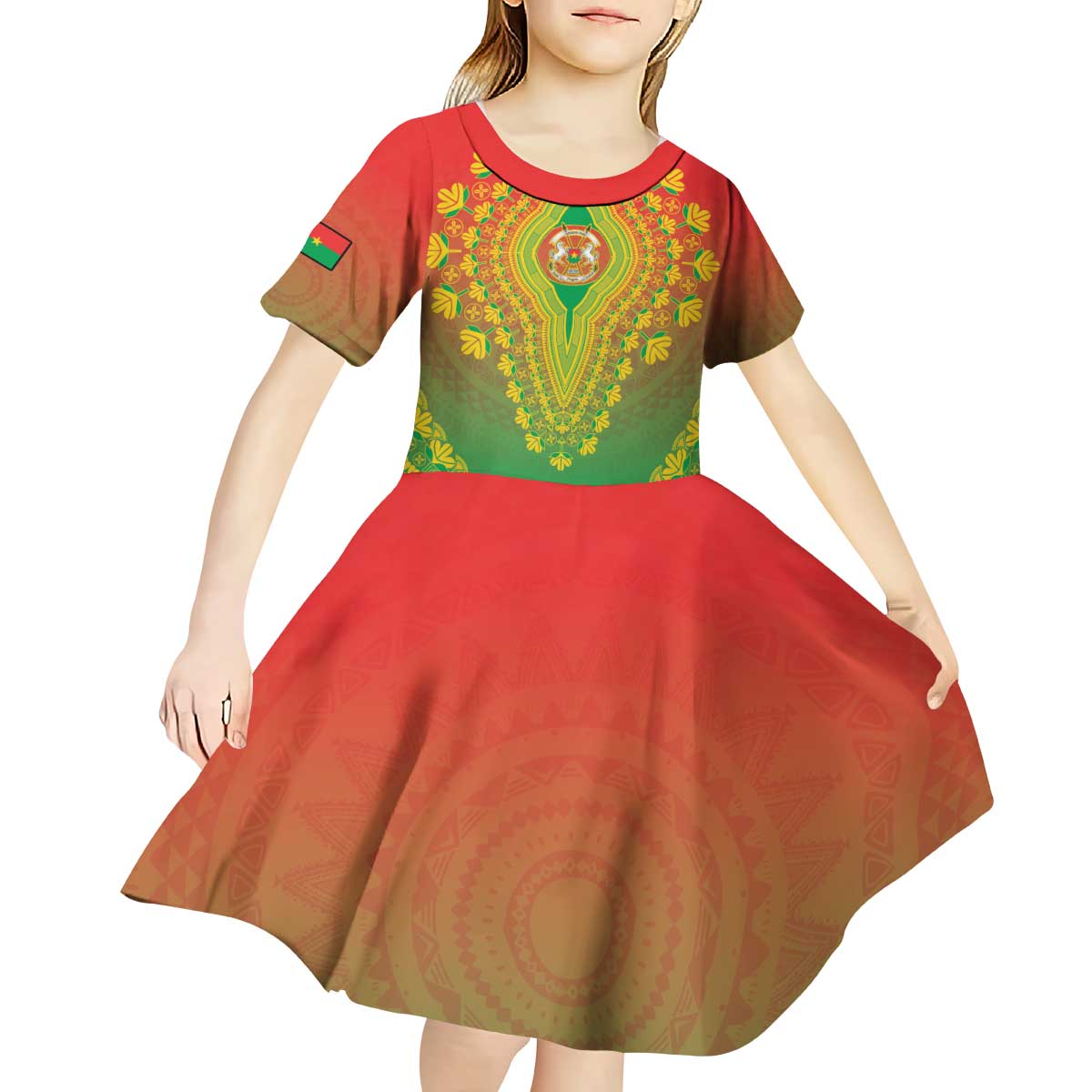 Personalized Burkina Faso African Dashiki Kid Short Sleeve Dress - Wonder Print Shop