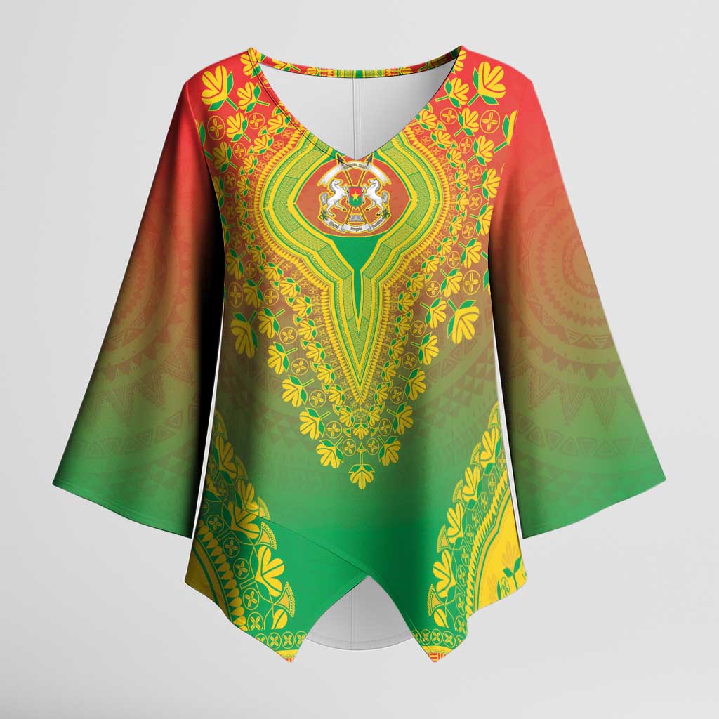 Personalized Burkina Faso African Dashiki Kimono Sleeve Blouse - Wonder Print Shop
