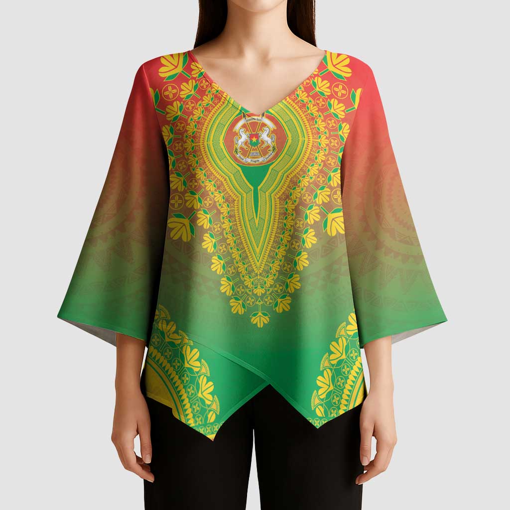 Personalized Burkina Faso African Dashiki Kimono Sleeve Blouse - Wonder Print Shop