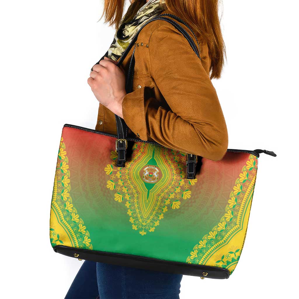 Burkina Faso African Dashiki Leather Tote Bag - Wonder Print Shop