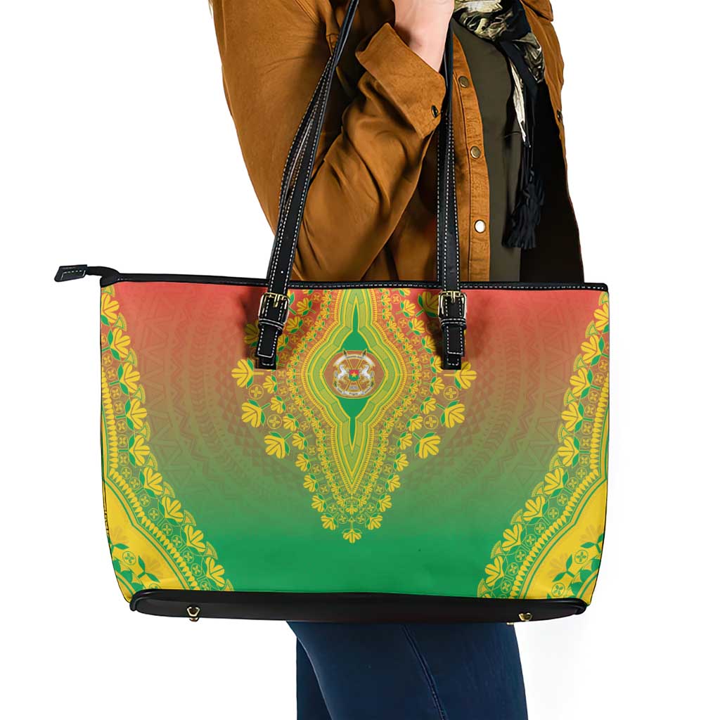 Burkina Faso African Dashiki Leather Tote Bag - Wonder Print Shop