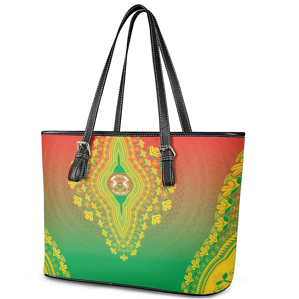 Burkina Faso African Dashiki Leather Tote Bag - Wonder Print Shop