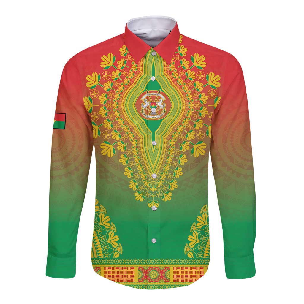 Personalized Burkina Faso African Dashiki Long Sleeve Button Shirt - Wonder Print Shop