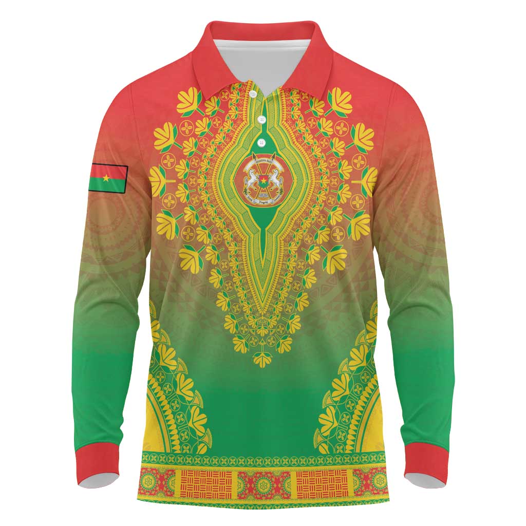 Personalized Burkina Faso African Dashiki Long Sleeve Polo Shirt - Wonder Print Shop
