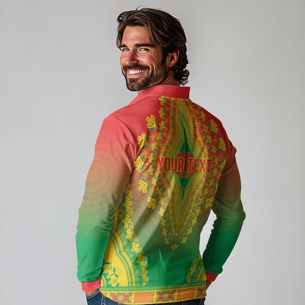Personalized Burkina Faso African Dashiki Long Sleeve Polo Shirt - Wonder Print Shop