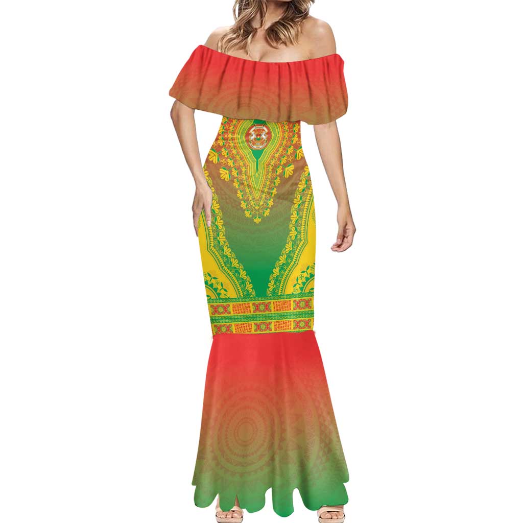 Personalized Burkina Faso African Dashiki Mermaid Dress - Wonder Print Shop