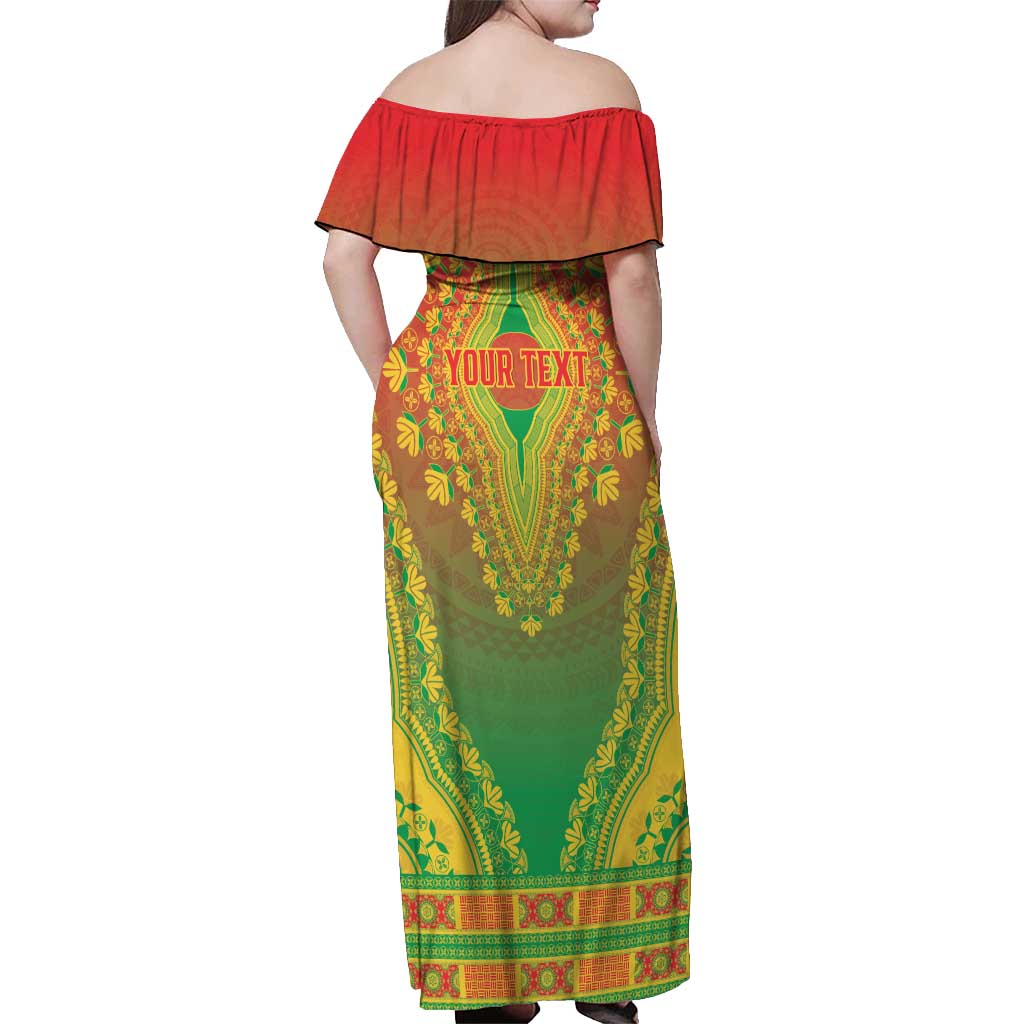 Personalized Burkina Faso African Dashiki Off Shoulder Maxi Dress - Wonder Print Shop
