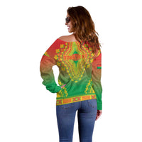 Personalized Burkina Faso African Dashiki Off Shoulder Sweater - Wonder Print Shop