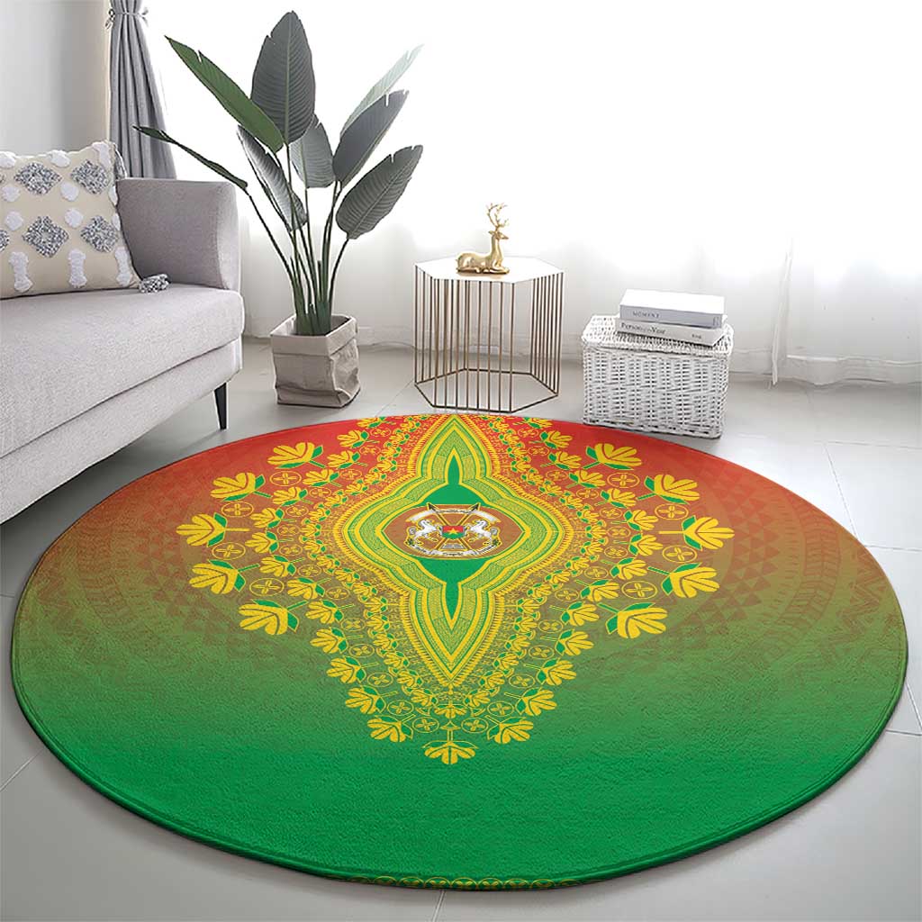 Burkina Faso African Dashiki Round Carpet - Wonder Print Shop