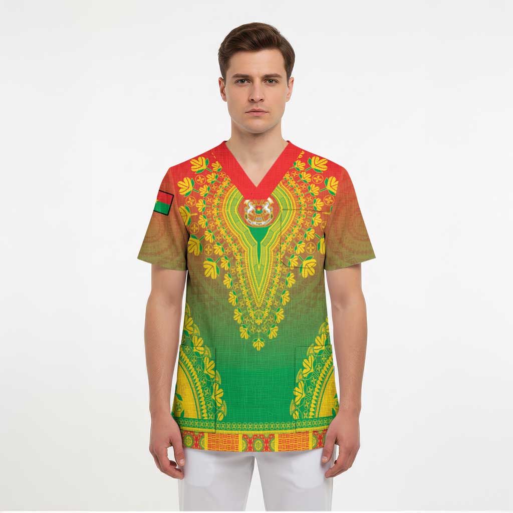 Personalized Burkina Faso African Dashiki Scrub Top - Wonder Print Shop