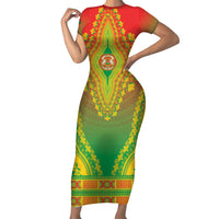 Personalized Burkina Faso African Dashiki Short Sleeve Bodycon Dress - Wonder Print Shop