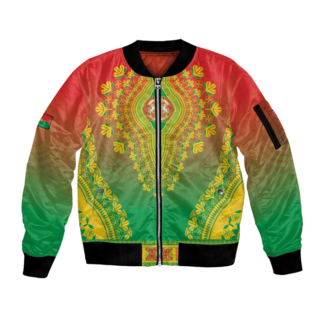 Personalized Burkina Faso African Dashiki Sleeve Zip Bomber Jacket - Wonder Print Shop