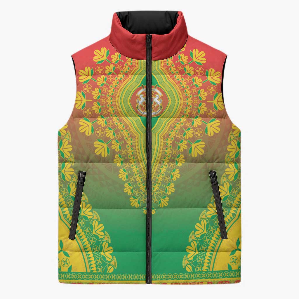 Personalized Burkina Faso African Dashiki Sleeveless Puffer Jacket - Wonder Print Shop