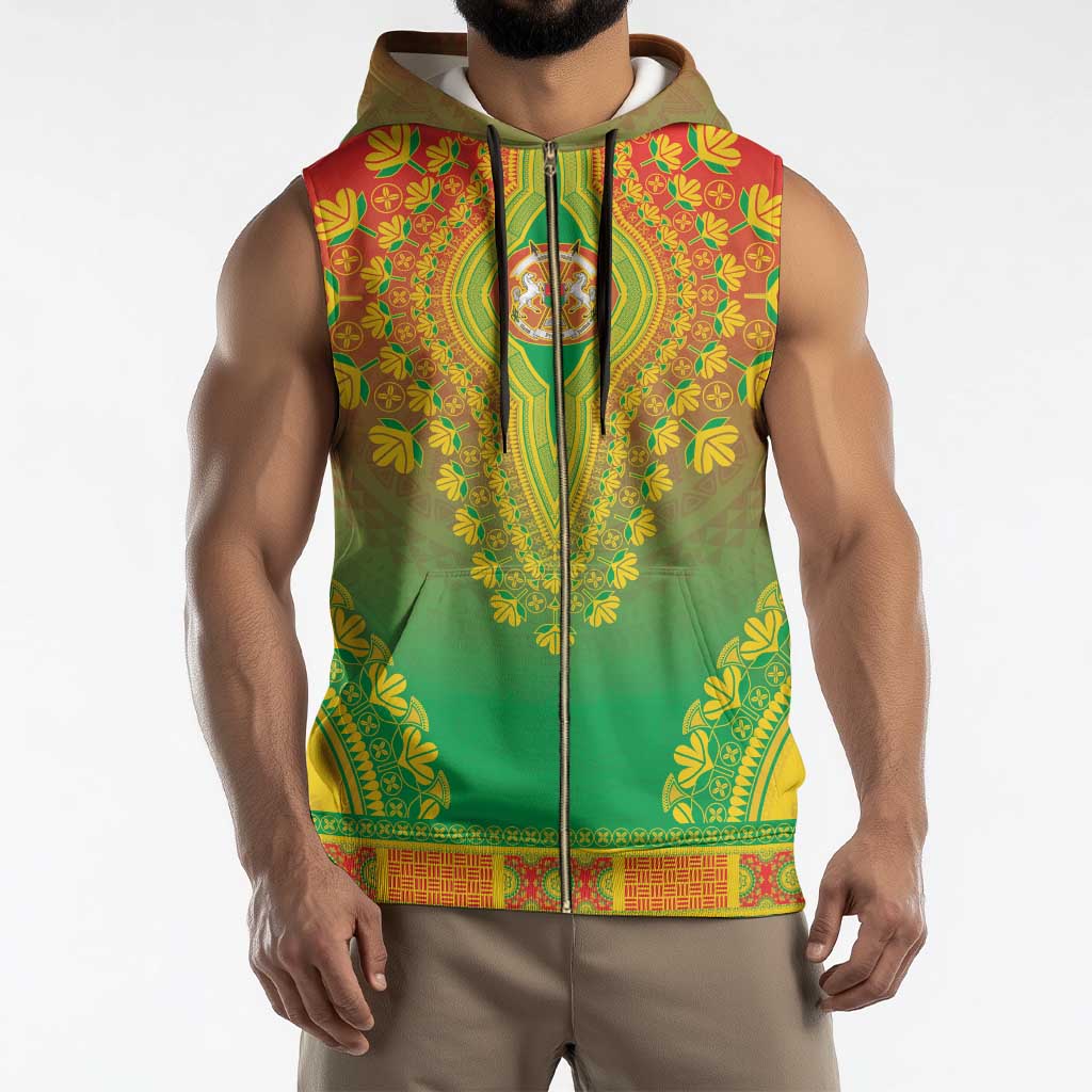 Personalized Burkina Faso African Dashiki Sleeveless Zip Hoodie - Wonder Print Shop