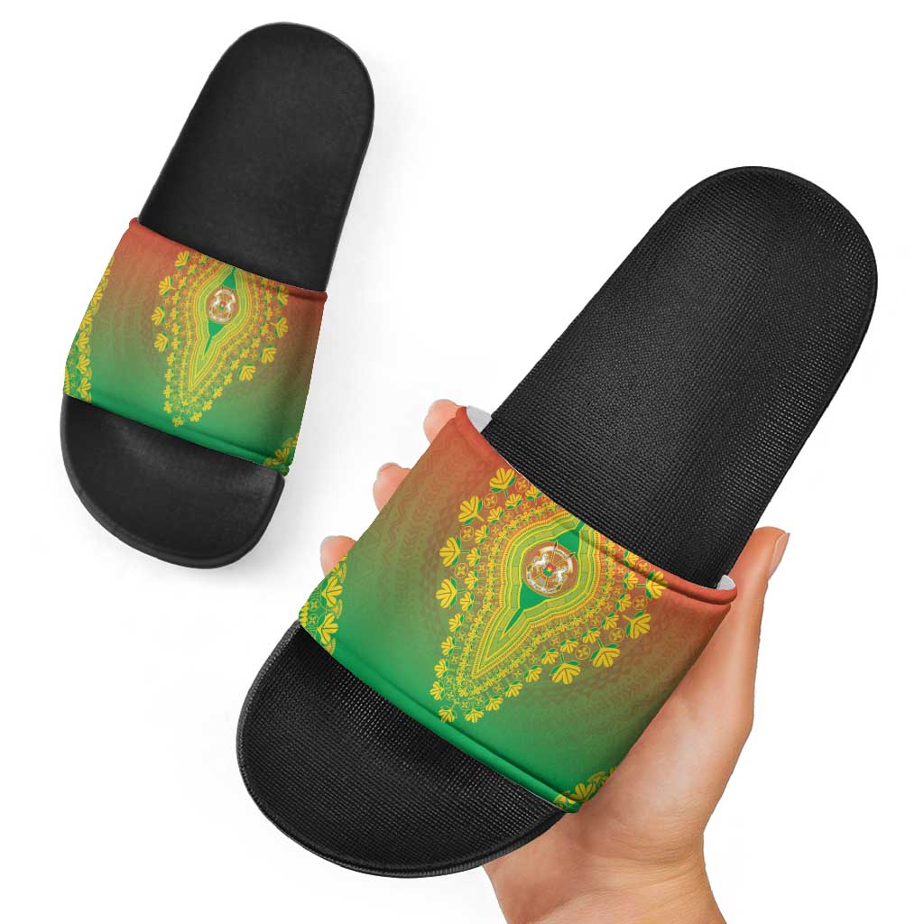 Burkina Faso African Dashiki Slide Sandals - Wonder Print Shop