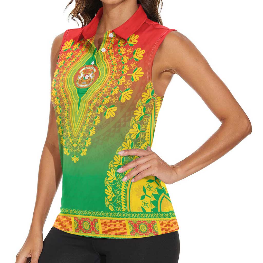 Personalized Burkina Faso African Dashiki Women Sleeveless Polo Shirt - Wonder Print Shop