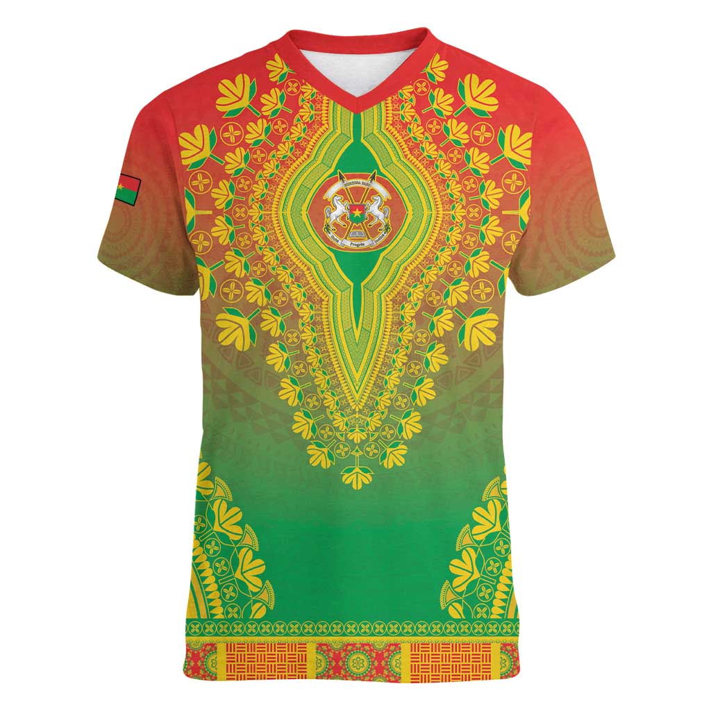 Personalized Burkina Faso African Dashiki Women V-Neck T-Shirt - Wonder Print Shop